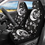 BIGCARJOB Moon Butterfly Car Seat Cover Set for Front Seat Only,2 Pack Black Butterfly Auto Front Seat Protector Saddle Blanket for Women Car Interior Accessories