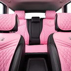 Flying Banner car seat Covers seat Cushions Luxe Fit Faux Leather Easy Installation Vehicles Non Slip Premium (Solid Pink, Full Set)