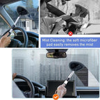 desin Windshield Cleaning Tool, Car Window Cleaner Windshield Cleaner with 4 Reusable and Washable Microfiber Pads and Extendable Handle Auto Inside Glass Wiper