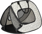 SportPet Designs Pop Open Cat Carrier, Soft-Sided Collapsible Travel Carrier for Cats up to 15 lbs, Lightweight Portable Design with Mesh Ventilation & Secure Zippers, Cat Print