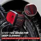 Wheel & Tire Brush Set, 2 Pack Car Wheel Brush & Tire Cleaner Brushes, Soft Bristle Rim Brush and Stiff Tire Scrub Brush, Scratch-Free Wheel Cleaning Kit for Car Detailing, Trucks, SUVs
