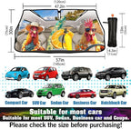 Socira Funny Rooster Chicken Car Windshield Sunshade Umbrella Foldable Umbrella Sun Shade Windshield Cover Sunshade Car Accessories Blocks Uv Rays Keeps Cool (57" X 30")