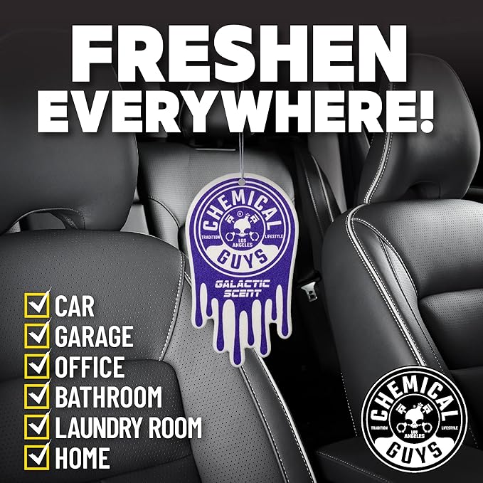 Chemical Guys Galactic Scent Air Freshener and Odor Eliminator, 16 fl oz with 3 Pack of Hanging Air Fresheners (Great for Cars, Trucks, SUVs, RVs, Home, Office, Dorm Room & More) - HOL460