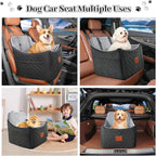 Dog Car Seat for Small Medium Dogs,Detachable Washable Dog Booster Seat Under 35lbs, Pet Car Seat Travel Bed with Storage Pockets and Safety Belt (Black/Grey, Medium)