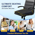 kingphenix Car Seat Cushion – Memory Foam Pad for Driving Comfort – Boosts Height and Relieves Coccyx & Lower Back Pain – Car, Truck, Office Chair (Leather & 4D Mesh Black)