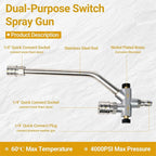 Foam Cannon Dual-Purpose Switch Spray Gun, Foam Cannon Adapter, Connector Accessory, 1/4 Inch Quick Connector, with 7 Nozzle Tips
