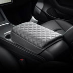 KMMOTORS Model y, Model 3 (2021-2024) Center Console Cover Quilting Black, Armrest Cushion, Console Protector, Vegan Leather (Black)