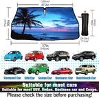 Palm Tree Car Sun Shade Umbrella Beach Coconut Tree Windshield Sun Shade for Car Rotable Umbrella Block UV & Heat Sunshades for Front Window Sunshade Covers for Auto Sedan SUV Pickup