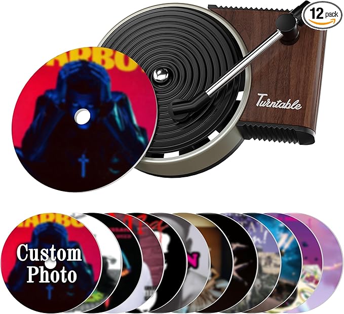 Personalized Custom Car Air Freshener, Double Sided Custom Photo, Record Player Shaped Fragrance Vent Clip, Unique and Cute Car Interior (Customize, 12PCS)