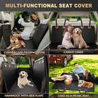 K KNODEL Dog Seat Cover, 100% Waterproof Car Seat Cover for Pets, Pet Seat Cover Dog Hammock, Heavy Duty Scratch Proof Pet Back Seat Covers, Zippered Side Flaps for Cars, Trucks and SUVs (Black)