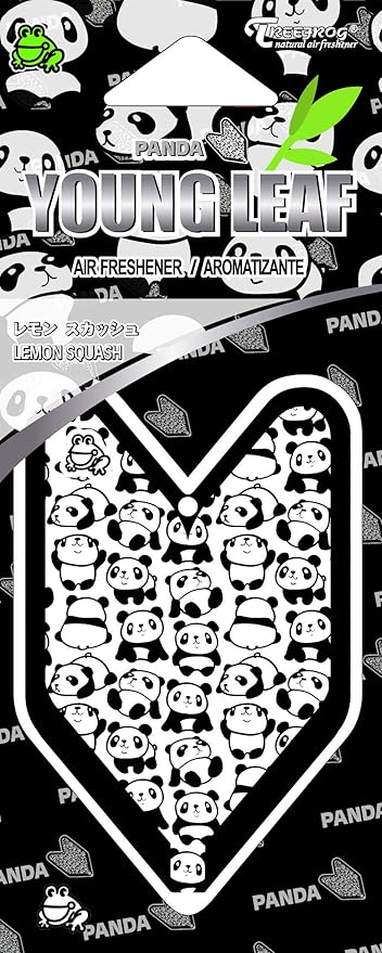 Wakaba Young Leaf YLLS59 JDM Tree frog 12 packs Lemon Squash Scents Air Freshener, Black Panda