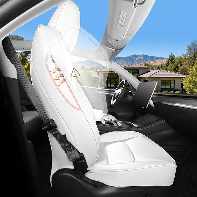 for Tesla Model Y 7 Seaters Seat Cover The First and Second Row Car Seat Cover Custom 2020-2024 (White-2 Rows)