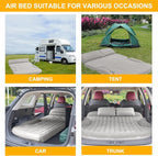 KMZ SUV Air Mattress Thickened and Double-Sided Flocking Travel Camping Bed with 2 Pillows & Pump Dedicated Mobile Cushion Inflatable Bed for SUV Trunk and Rear Seat (Light Gray)
