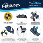 CarSafe Crash Tested Dog Safety Harness - Crash Tested to 32Kg/70lbs, Safely Secure Dog in The Car, Comfortable and Padded Design. for Toy, Small, Medium and Large Dogs (Size Medium)