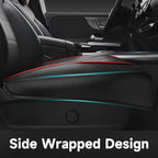 CAR PASS 2 Pack Leather Front Car Seat Covers, Bottom Seat Covers Full Wrapped with Storage Pocket, Anti-Slip PU Seat Protectors,Waterproof Seat Cushion Pad Universal Fit Sedan SUV Truck, Black/Red