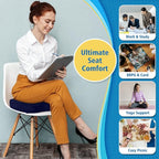 CloudBliss Gel Seat Cushion - Cooling Gel Enhanced, Memory Foam, Ergonomic Seat Cushion for Long Sitting for Office, Game, Car, Airplane (Large, Blue)