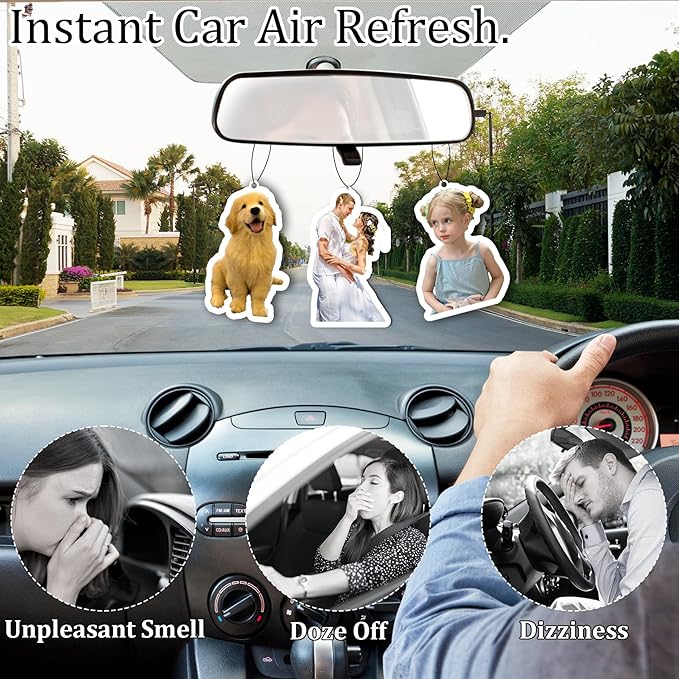 10-1000 Pcs Custom Air Fresheners with Picture - Double Sided Personalized Car Air Freshener with Photo & Logo, Hanging Auto Accessories & Custom Gifts for Branding Business Events (Crop)