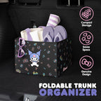 Sanrio Kuromi Car Trunk Organizer and Storage Bin - Collapsible Simple Compartment Convenient Heavy Duty, Fold Up for Easy Storage Box, Automotive Seat Cargo for Groceries Tools - 12.5L x 12.5W x 9H