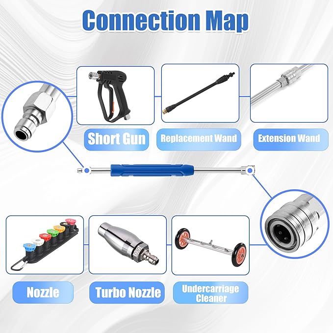 Pressure Washer Extension Wand, 17 Inch Stainless Steel Pressure Washer Wand with Slip Resistant Plastic Protective Cover, 1/4'' Quick Connect, 2 Pack