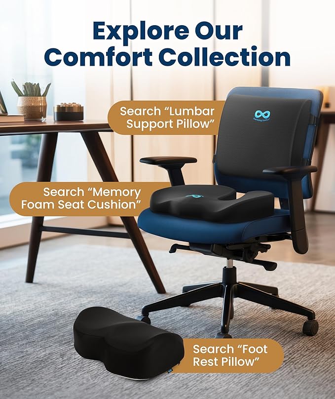 Everlasting Comfort Car Seat Cushion for Driving - Orthopedic Car Cushion for Office, Travel, Gaming Chair Memory Foam Driver Booster for Short People, Non-Slip, Washable Cover, Back & Sciatica Relief