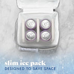 Cool Coolers by Fit & Fresh Slim Ice Packs, Quick Freeze Reusable Ice Packs for Lunch Boxes & Coolers, Long-Lasting, Space Saving Lunch Ice Packs, Ivory, 4Pk
