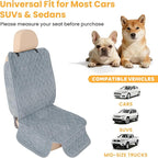 Dog Car Seat Cover for Front or Back Seat, Soft Flannel Pet Car Seat Protector with Waterproof Layer, Non-Slip Washable Dog Car Bed Mat for Travel (Bluegrey Front Seat)