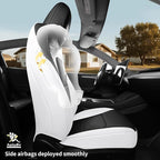 for Tesla Model Y Seat Cover Customized Fit 2020 2021 2022 2023 2024 Black Crocodile Leather and Nappa Leather Splicing Seat Cover Full Set (Crocodile Black)