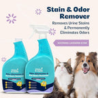 Urine B-Gone, Professional Enzyme Odor Eliminator & Pet Stain Remover, Human, Cat & Dog Urine Cleaner, Effective on Laundry, Carpets & More, Lavender Scent, 32oz, Pack of Two