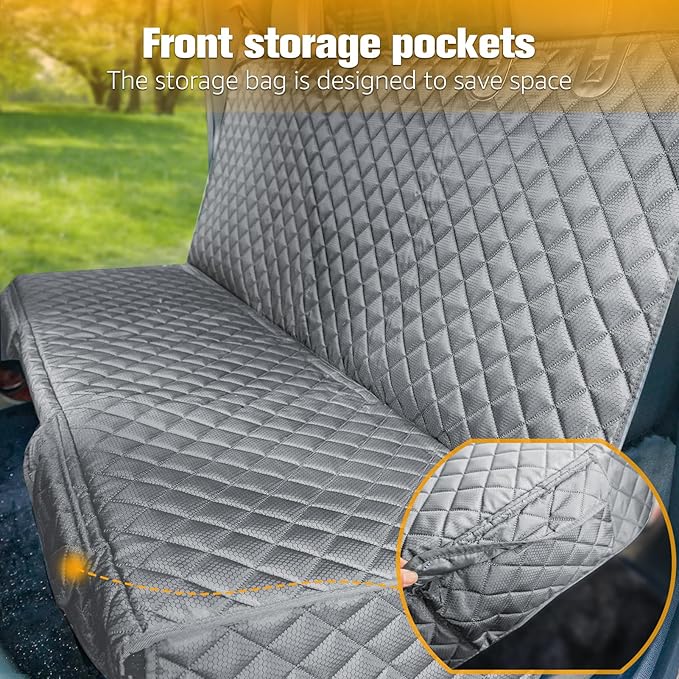 PETICON Dog Car Seat Covers for Truck Ford f150/Ram1500/GMC Canyon/Silverado, Waterproof Pet Back Seat Cover for Trucks, Scratchproof Nonslip Durable Rear Seat Cover for Dogs (Gray)