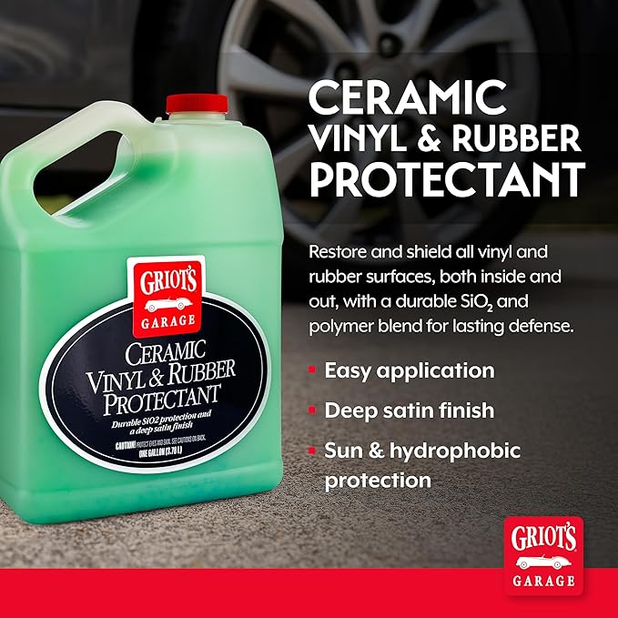 Griot's Garage Ceramic Vinyl and Rubber Protectant for Car Detailing, Restorer and Protectant for Dashboards, Door Panels, Tires, Exterior Trim, Moldings, and More, 10822, One Gallon