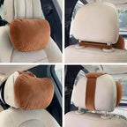 2PCS Car Pillow for Car Neck Pillow for Driving Seat Neck Support Soft Cushion Back Support Head-Rests for Vehicle Sleeping with Elastic Adjustment Strap (Brown, Head and Lumbar)