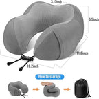 CloudBliss Travel Pillow Premium Memory Foam, Comfortable & Supportive Neck Pillow, Neck Pillows for Sleeping Travel, Airplane Pillow for Sleeping Airplane, Car, Office and Home（Black & Dark Grey）