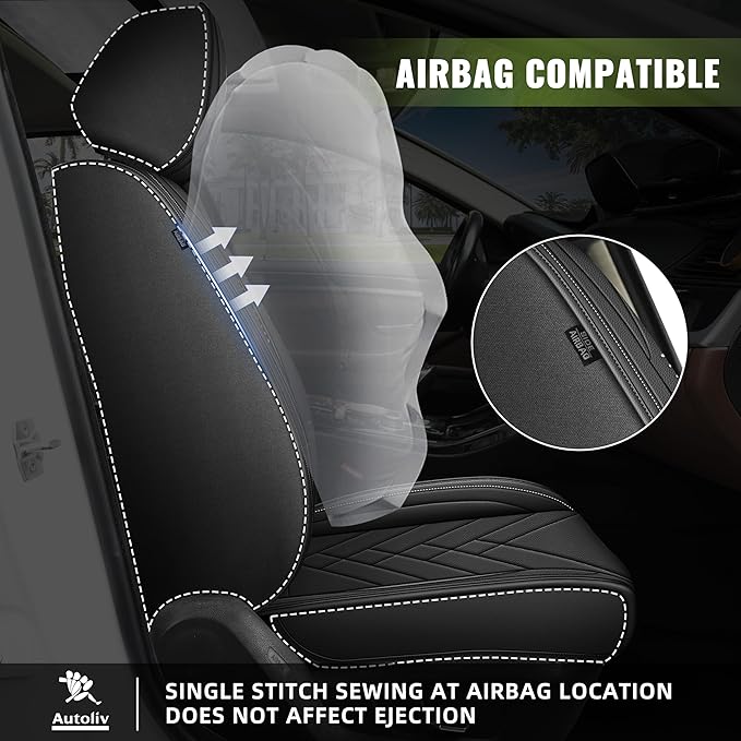 AOMSAZTO Car Seat Covers Full Set Fit for Nissan Maxima 2011-2023 Waterproof Faux Leather Car Seat Cushions Automotive 5 Seat Covers Set（Black）