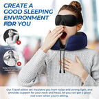 Travel Pillow, Travel Pillows for Sleeping Airplane, Neck Pillow Airplane, Memory Foam Neck Pillow Set with Eye Mask, Earplugs and Storage Bag -Blue
