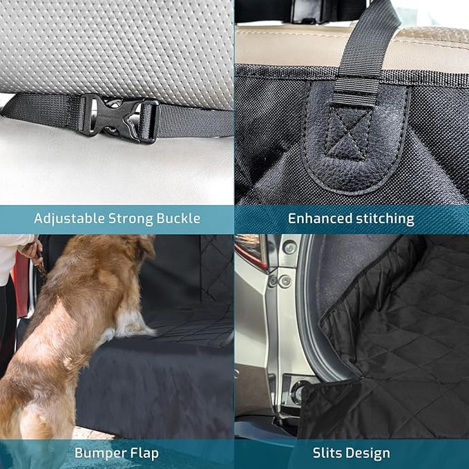 Veckle SUV Cargo Liner for Dogs, Water Resistant Trunk Cover with Side Flaps, Compact to Mid-Size Fit Cargo Area Protector with Bumper Flap for Smaller SUVs, Black