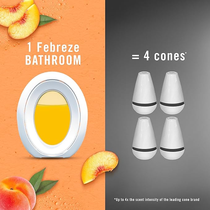 Febreze Small Spaces Air Freshener, Odor-Fighting, Plug In Alternative, Air Fresheners for Home and Bathroom and Kitchen, Closet Air Fresheners, Lilac Sunrise and Juicy Summer Peaches Scent, 4 Count