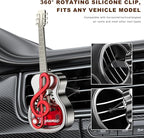 Car Air Freshener Vent Clip, Empty Guitar-Shaped Aromatherapy Diffuser Automobile Dashboard Ornament, Unscented Car Air Conditioner Clip Cute Rotating Decoration for Women Men (Red)