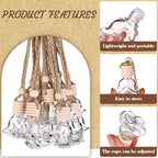 50 Pcs 8ml Hanging Car Air Freshener Diffuser Empty Clear Glass Essential Diffuser Oil Aromatherapy Fragrance Perfume Pendant Rose Shape with Wooden Cap Hanging String Car Diffuser Bottle