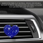 2 PCS Bling Car Air Vent Clip, Crystal Heart Car Air Fresheners Diffuser Vent Clip, Rhinestone Air Conditioning Outlet Clip For Women Girls, Interior Decor Car Accessories (Heart, Blue)