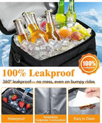 Insulated Lunch Bag for Men & Women, 9L Leakproof Lunch Box Soft Cooler Tote with 5 Pockets, 600D Oxford, EVA Lining, Adjustable Strap for Work, Picnic, Beach&Travel-Black