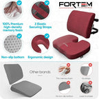 FORTEM Seat Cushion, Office Chair Cushion, Lumbar Support Pillow for Office Chair, Memory Foam Sciatica Coccyx Tailbone Pressure Pain Relief, Car Sitting Pad, Washable Non Slip, XL