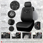 CAR PASS Universal Black Leather Lace Car Seat Covers Full Set for Women Girls,Waterproof Car Floor Mats Carpet,Glitter Steering Wheel Cover for Cars Accessories Interior Sets (Black)