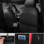 CAR PASS Nappa Leather Car Seat Covers Full Set, Luxury Seat Protector for Cars, Waterproof Anti-Slip Seat Cushion Armrest Compatible Airbag Universal for Sedan SUV Pick-up Truck Auto, Black Red