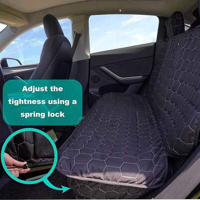 Dog Seat Covers for Tesla Model Y Back Seat Cover for Kids, Heavy Duty Bench Seat Cover with Headrest for Model Y, Non Slip Waterproof Durable Custom Fit Back Seat Covers for 2020-2025 Model y