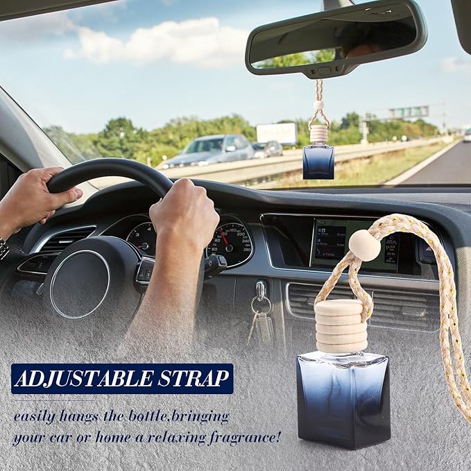 50 Pcs Black Car Air Freshener Hanging Bottle Empty Glass Diffuser Bottles Perfume Bottle Refillable Car Air Freshener Pendant Aromatherapy Fragrance Vials Bottles Ornament(Cube)