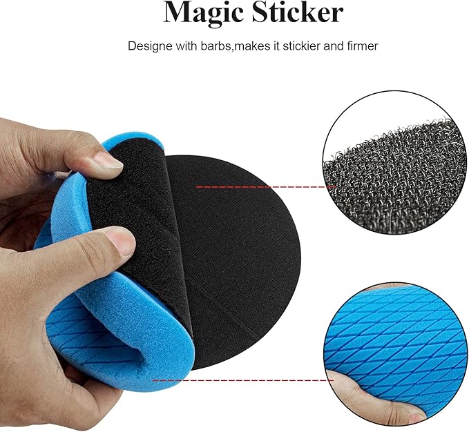 Autolock 7" Buffing Polishing Pads, 6 Pcs 7 Inch 180mm Face for 6.7 Inch Backing Plate, Compound Buffing Sponge and Woolen Pads, Cutting Polishing Pad Kit for Car Buffer Compounding, Polish and Wax