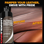 Leather Couch Conditioner & Restorer - Full Leather Restore & Conditioning Kit with Applicator Pad for Car Seats, Couch, Furniture, Shoe, Sofa, Bag & Purses - 18 fl. oz.