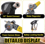 Tool Daily Foam Cannon with Pressure Washer Gun 5000 PSI, Power Washer Gun with 3/8'' Swivel Quick Connector, Adjustable Foam Blaster, M22 and 1/4 Inch Quick Connect, 1.5 Liter