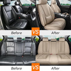 Car Seat Covers, Premium Leather Car Seat Covers, Waterproof and Breathable Seat Covers, Universal Car Seat Protector Fit for Cars, Trucks, SUVs, Pick-ups (Beige, FullSet)