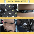 Riakrum Front Seat Dog Cover for Cars Trucks SUV Waterproof Scratchproof Nonslip Full Protection Pet Dog Car Seat Covers Cute Paw Print Front Passenger Chair Protector for Travel Bed Safety(Black)